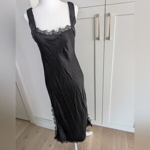 Ginia Black Silk Nightgown
